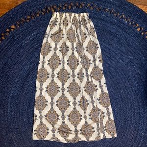 Patterned Satin Maxi Skirt with Slit XS